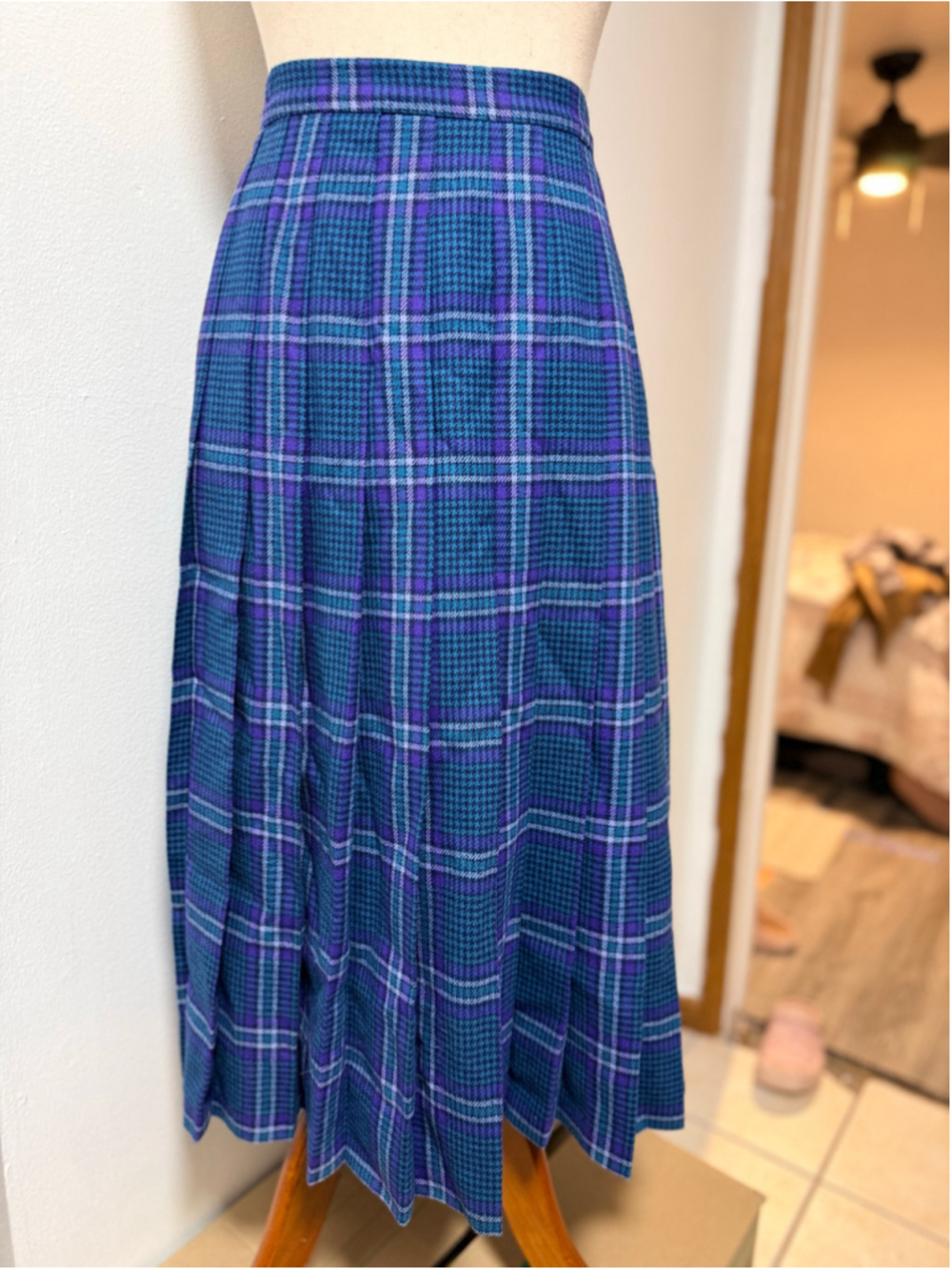 Vintage 80s Pendleton Town & Country Wool Plaid Skirt NWT Deadstock Size 12 Made - Picture 4 of 9